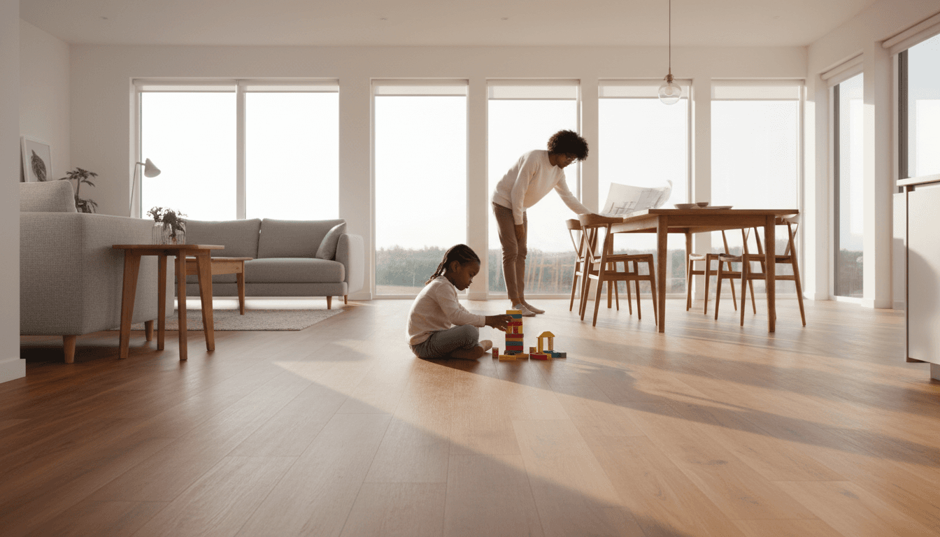 Wide plank laminate in a cozy family home