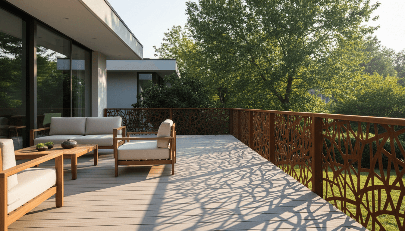Garden terrace with vertical sun shading